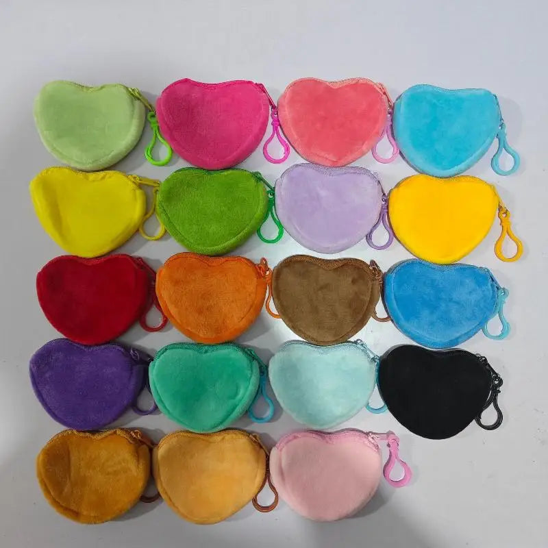 Solid Plush Heart Coin Purse Women's Cute Wallet ID Card Bag Keychain Minimalist Coin Bag Kawaii Wallets For Women Gift