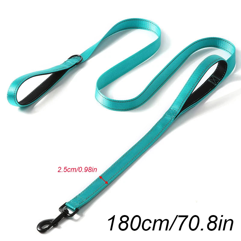 Dog Leashes Outdoor Travel Dog Training Chain Heavy Duty Double Handle Lead for Control Safety Nylon Dog Leash Training Control