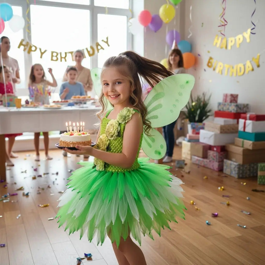 Girls Fairy Costume Princess Dress Kids Butterfly Wing Outfit Tulle Dress Halloween Birthday Party Fancy Dress Carnival Pageant