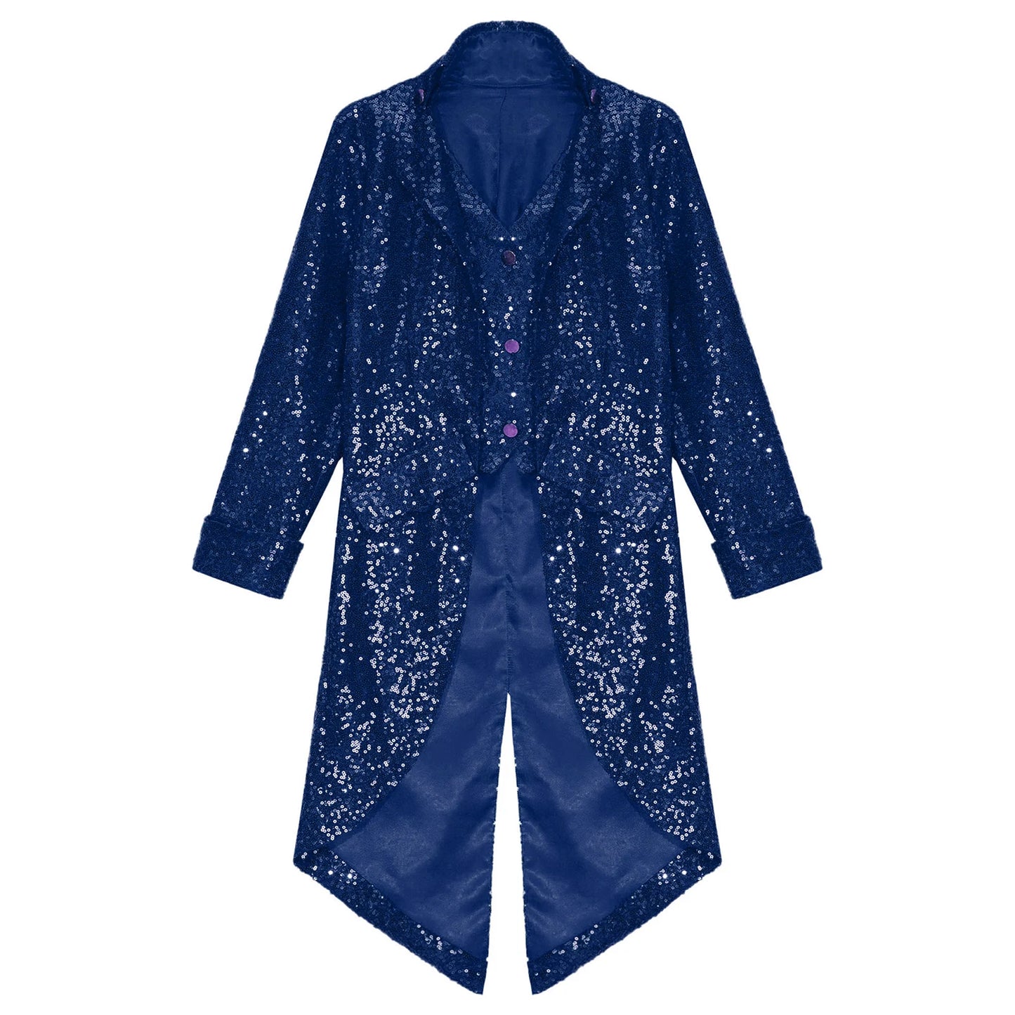 Kids Boys Halloween Medieval Renaissance Costume Sparkly Sequins Victorian Tailcoat Jacket Frock Coat Long Sleeve Gothic Tuxedo