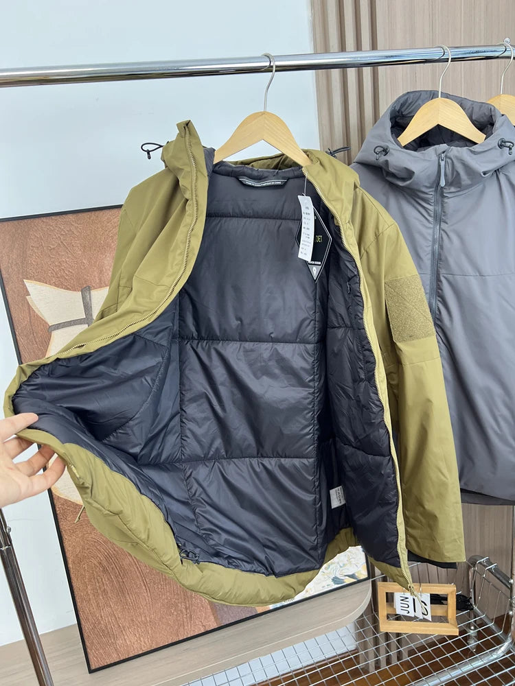 Winter Windproof Cotton Jacket For Men Outdoor Waterproof Hooded Thicken Coat American Casual Fashion Simple Warm Overcoat