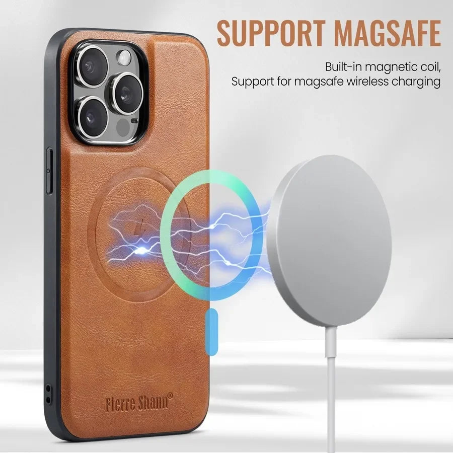 Magnetic Detachable Leather Wallet Phone Stand Case Wireless Charge Cover for iPhone  18 17Air 11 12 13 14 Plus 15 16 17 Pro Max