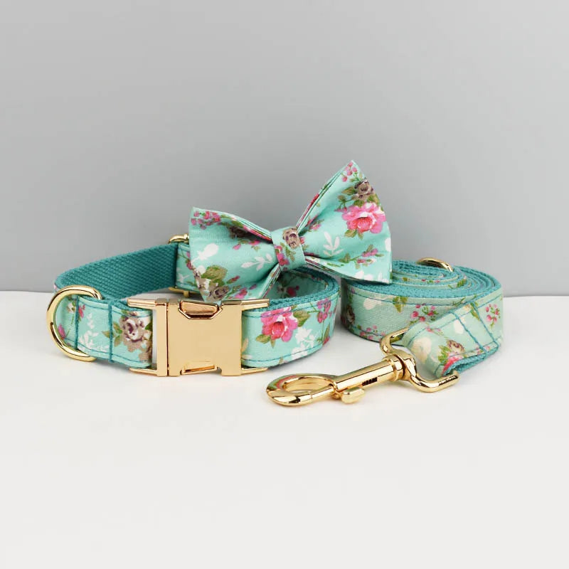 pets accessories dog collar leash harness set dog collar bow tie Printed pet products personalized luxury tactical dog collars