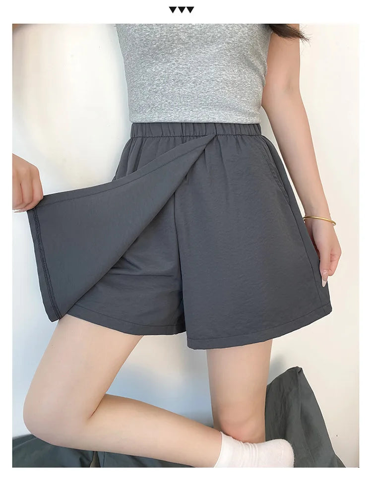 Women's Cargo Skirt Pants 2026 Summer High Waist Loose Fit 5-Pocket Casual Shorts Ice Silk Culottes Streetwear