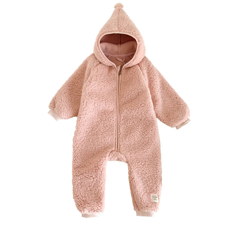 2025 Fall/Winter New Warm Boys and Girls One-Piece Fleece Baby Clothes Outdoor Wear Children's Clothing