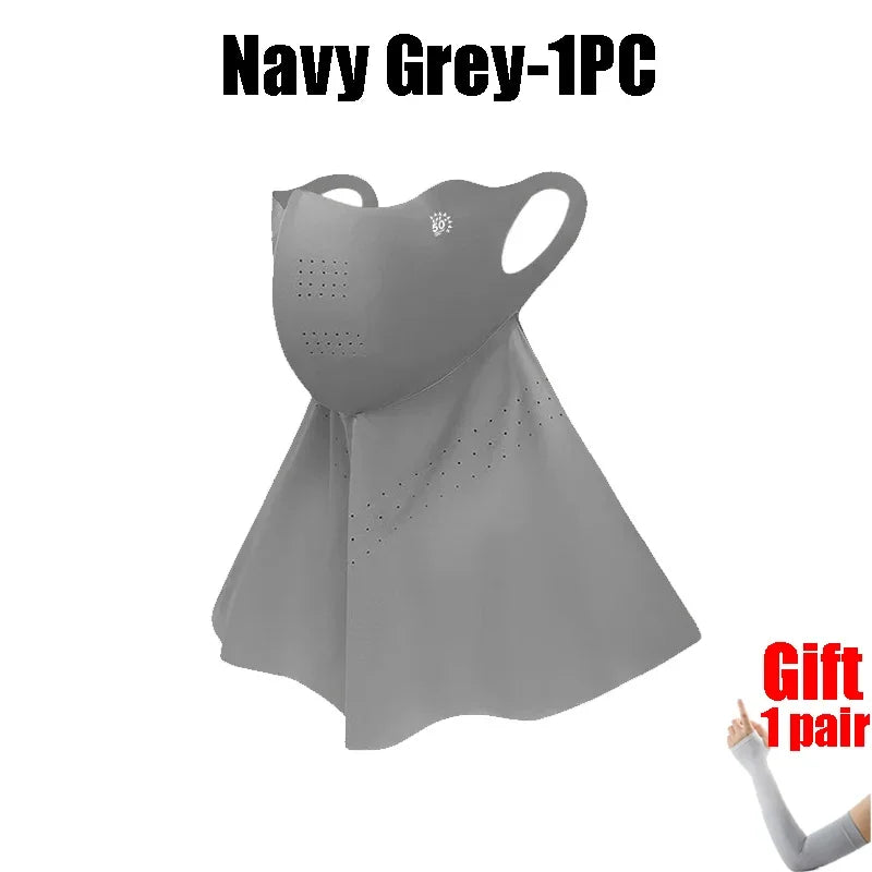 UPF50+ Ice Silk Sunscreen Mask Summer Riding Neck Guard One-piece Mask for Driving Fishing And Mountaineering Sun Protection