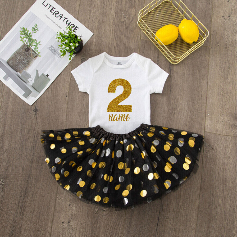 Personalized Birthday Baby Girl Dresses Custom Name Sequin Tutu Skirts Girl Clothes Infant Birthday Gift Baby Short Sleeve Dress