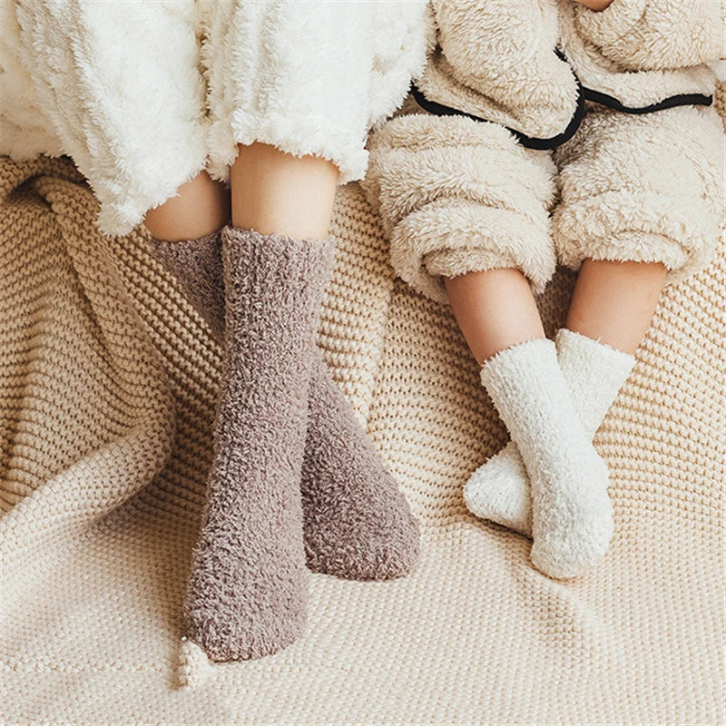 3Pairs Autumn and Winter Thick Baby Toddler Socks for Girls and Boys Coral Fleece Non-slip Baby Floor Foot Socks 0-5Y Children