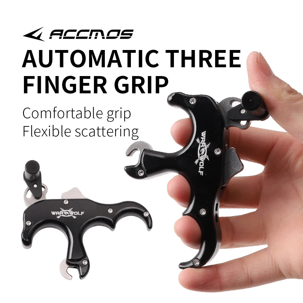 Handheld Aluminum Alloy 3 fingers Automatic Grip Caliper Release Aid Thumb Dispenser Archery Compound Bow Shooting Hunting