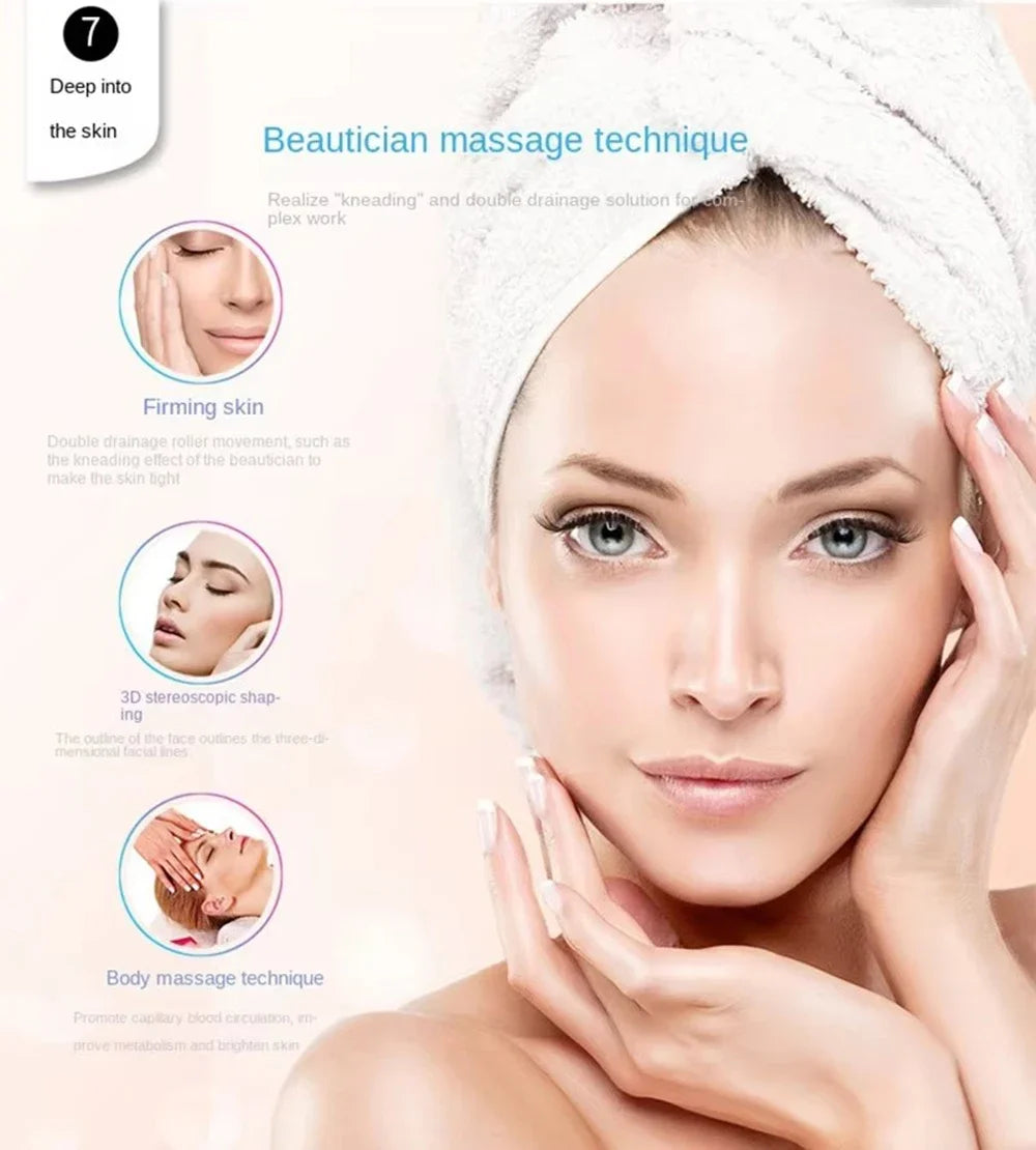 Electric Facial Micro-current Beauty Instrument LED Display Face Lift Roller Massager Skin Tighten Massage Beauty Devices