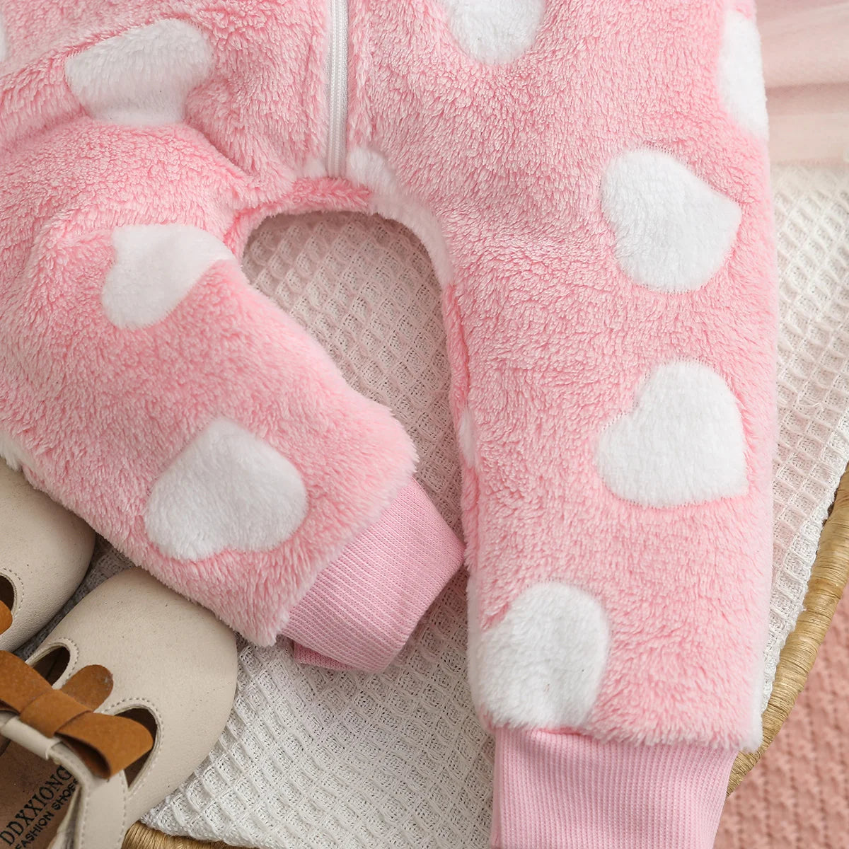 Girls Winter Casual Zipper Hooded Plush Onesie Baby Romper Suit Comfortable Soft Fabric Baby Clothes for Infants