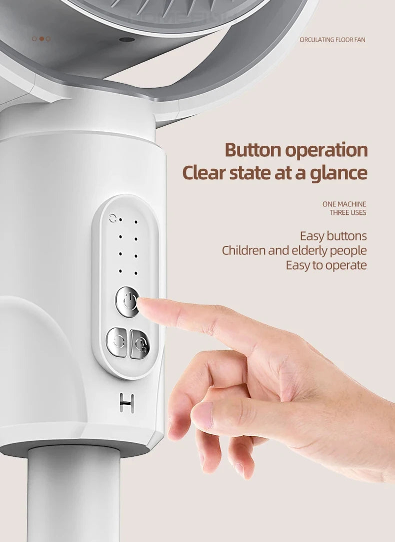 360 Circulation Quiet Powerful Floor Fan,Standing Smart Fans,with Remote Control Adjustable Height