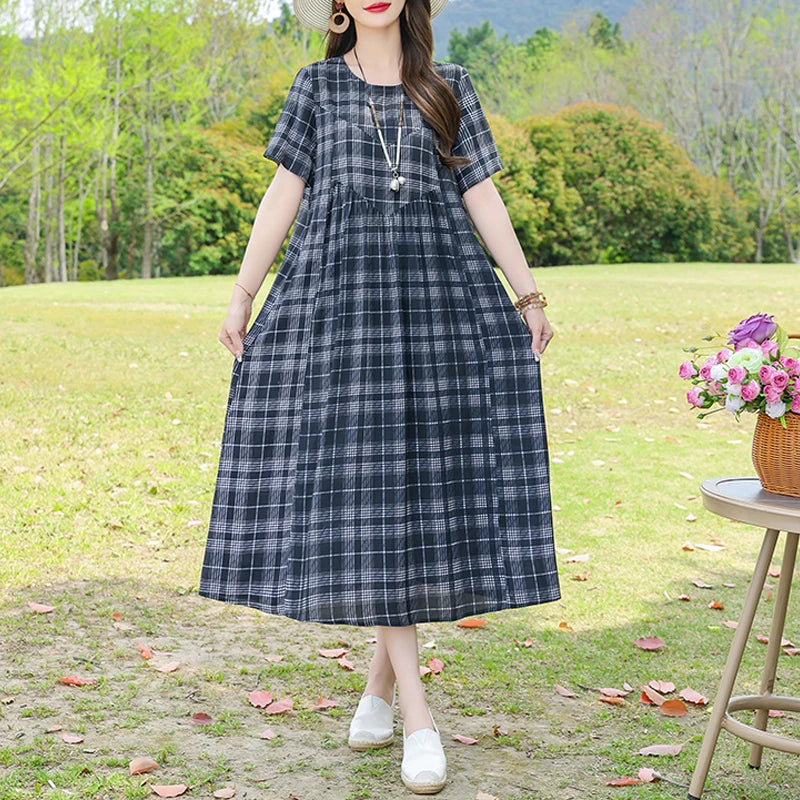 New Fashion Summer Dresses For Women 2025 Elegant Casual Short Sleeve Dress Soild Colour Women Clothing