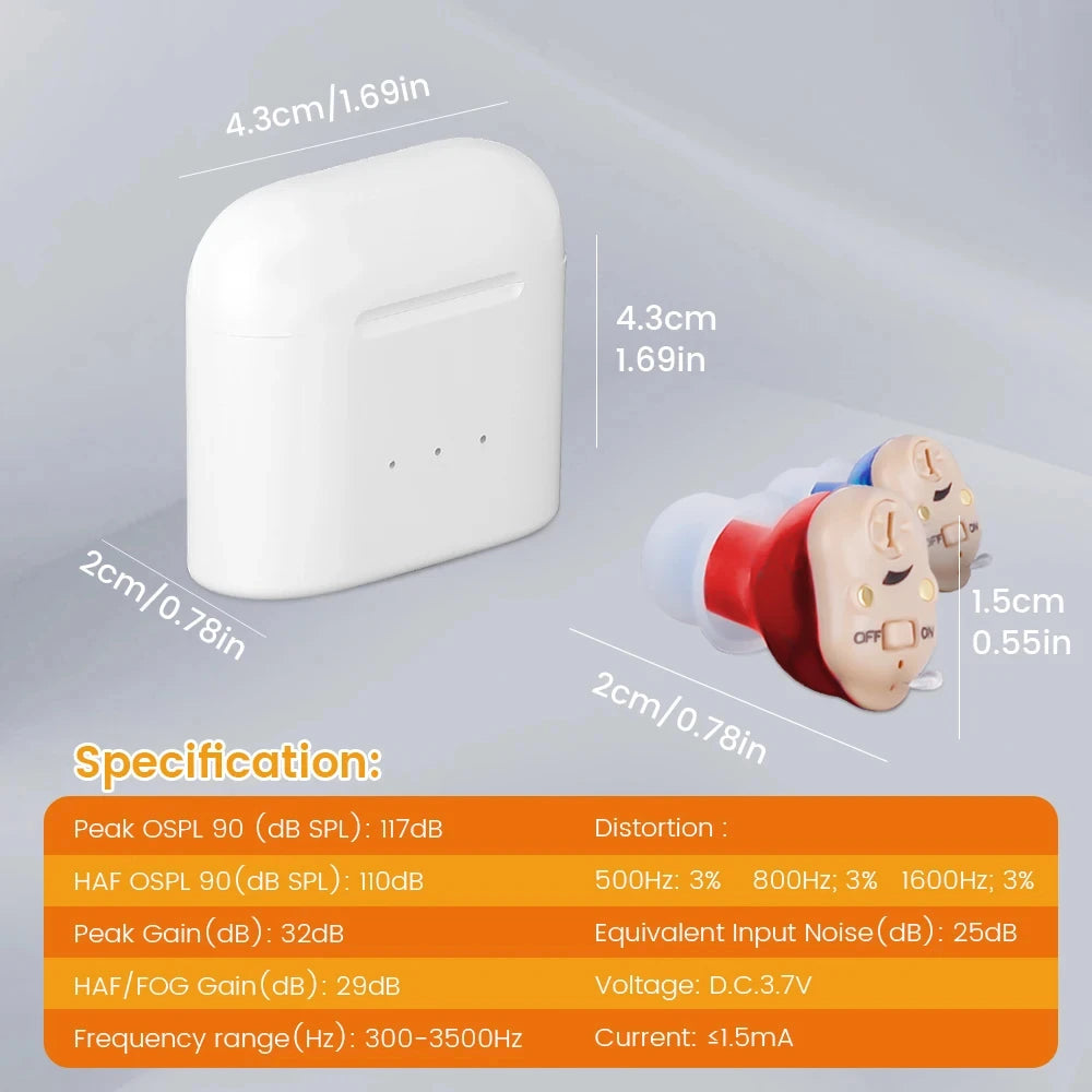 Wireless Elderly Hearing Aid Mini Invisible Hearing Aids Rechargeable Headphones ITE Deaf The Listening Device Sound Amplifiers