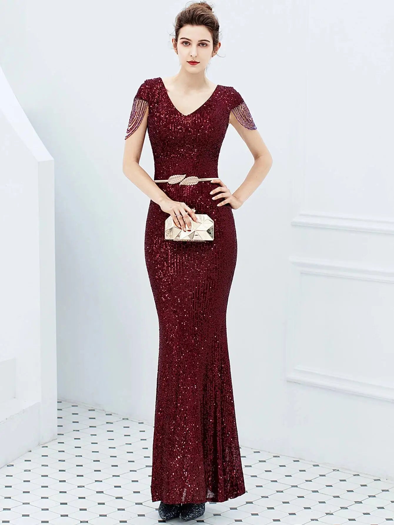 Sexy vintage maxi black sequin summer dress women 2025 elegant luxury birthday party long dresses fishtail evening dress vestido