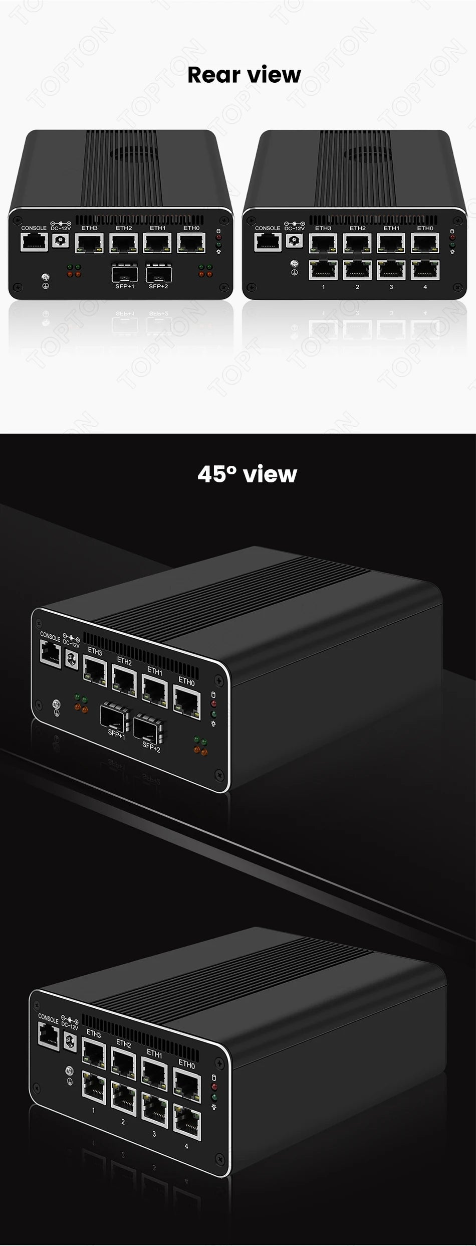 Firewall Appliance 2.5Gbe Intel I7 1260P 1235U I3 1215U 8505 2*10G 8x2.5G LAN Fanless PC Support PFSENSE Router/OPNsense/AES NI