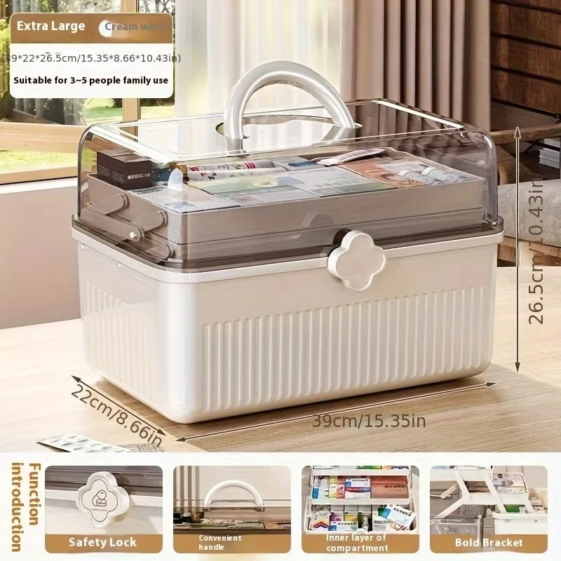 Smart Flip-Top Medicine Box! Visual Window + Multi-Layers. Easy-Carry Handle & Organized Storage. Keep Pills Sorted