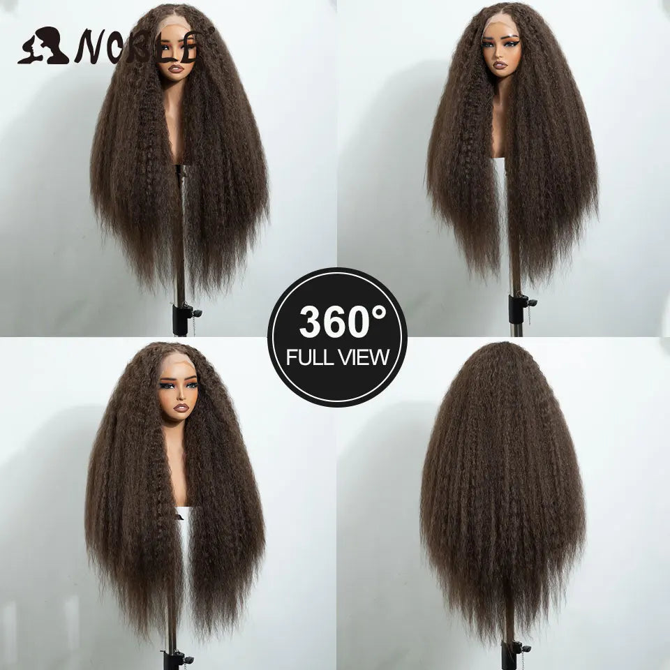 Noble 30 Inch Synthetic Lace Front Wigs For Women Curly Ash Blonde Highlight 13x4 Body Wave Silk Base Lace Wig Cosplay Daily Wig