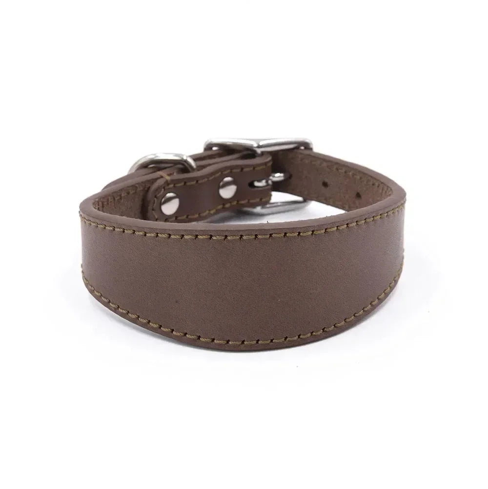 Simple and Adjustable Real Leather Greyhound Collar Wide Huibit Collar Adjustable for Small and Medium Dog Collars Pet Supplies