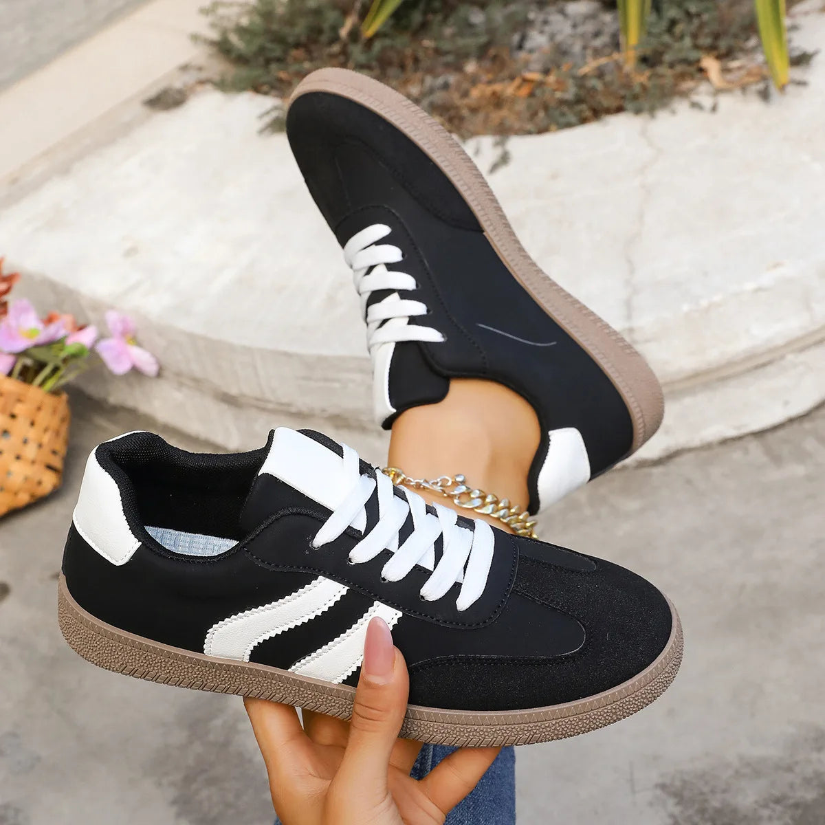 Spring Autumn Platform Sneakers Women Fashion Mixed Colors Lace-Up Sport Shoes Woman Comfortable Non Slip Flat Trainers Female