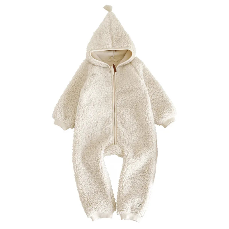 2025 Fall/Winter New Warm Boys and Girls One-Piece Fleece Baby Clothes Outdoor Wear Children's Clothing