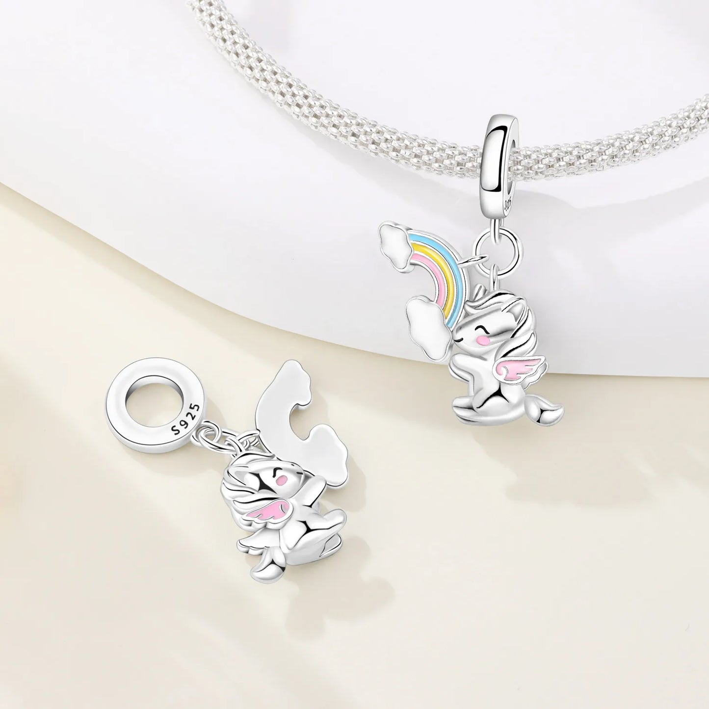 925 Sterling Silver Two-tone Symmetrical Angel Wing Pendant Necklace for Women Lucky Symbol Original Jewelry Party Couple Gift