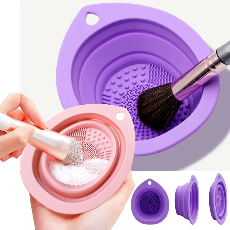 New Silicone Makeup Brush Cleaner Folding Powder Puff Cleaning Bowl Eyeshadow Brushes Washing Soft Mat Beauty Tools Scrubber Box