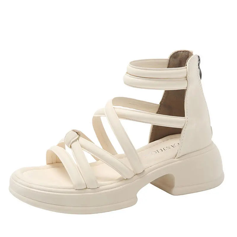 Summer Sandals New Fashion Simple Women's Shoes Breathable Non Slip Simple Roman Shoe Hollow Lightweight Retro 2025 Beach Shoes