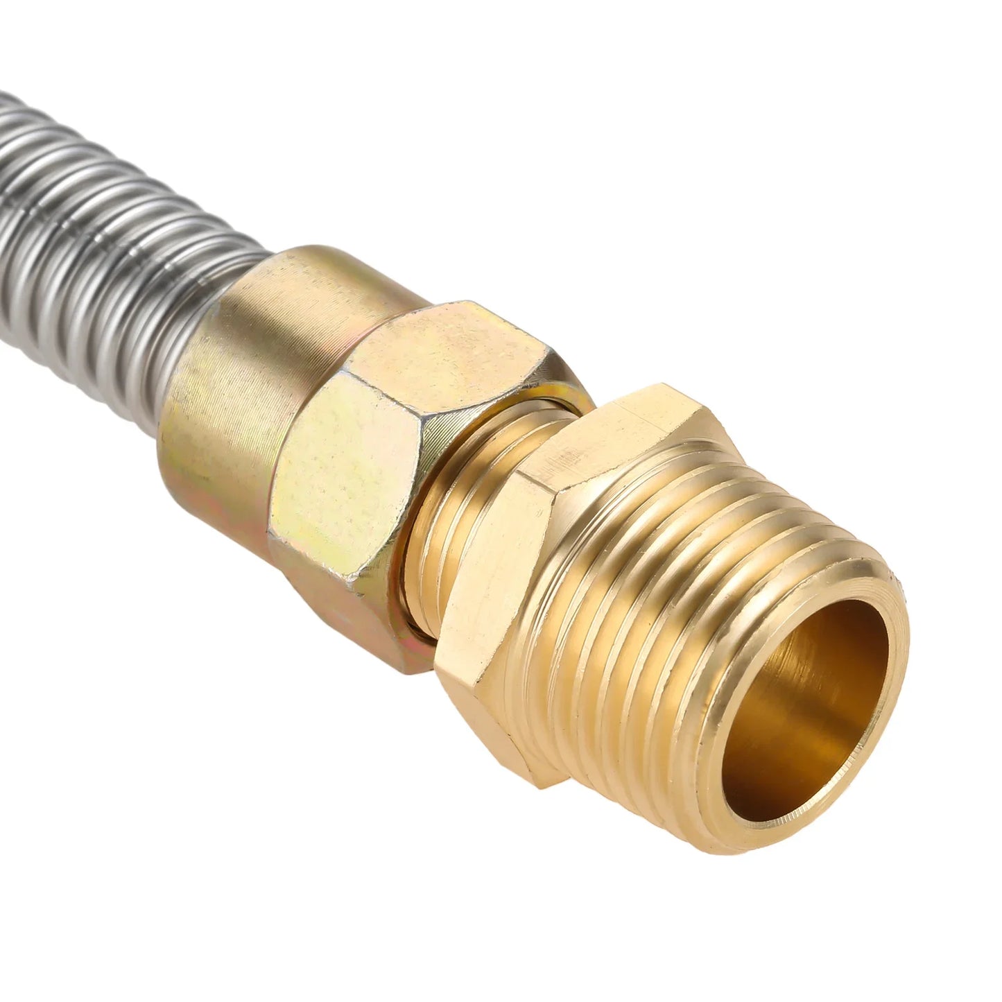 1pc Propane Fire Pit Corrugated Hose Tube Stainless Steel 24" Corrugated Pipe +Adapters 1/2" NPT Male/Female Strove 3/8" Connect