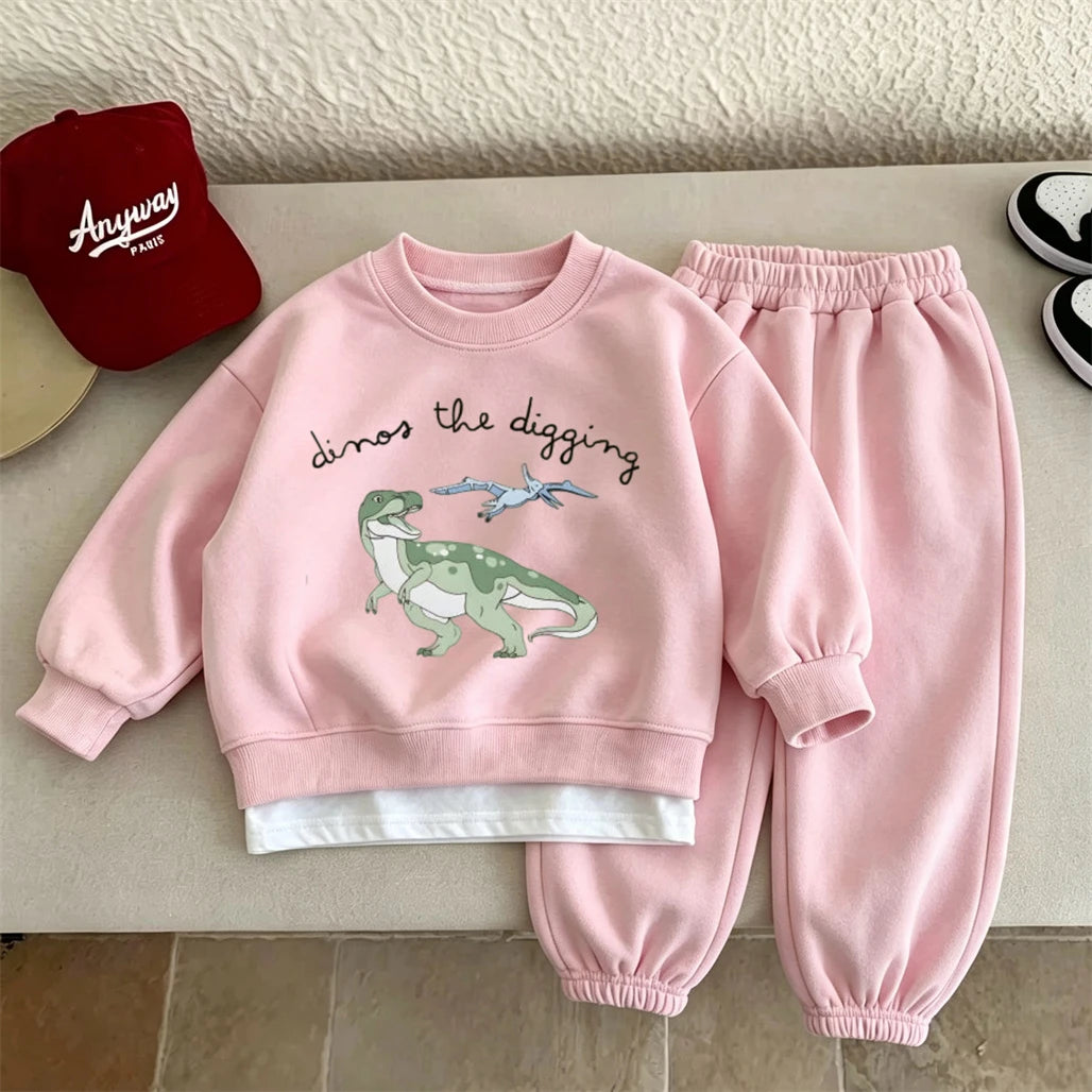 Boys And Girls Cartoon Costume Round Neck Hoodie Loose Pants Baby Autumn Clothing 2Piece/Set Toddler New Design Lovely Suits