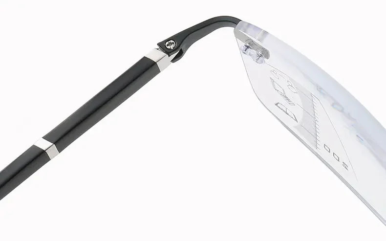 Rimless Photochromism Progressive Multifocal Reading Glasses Men Business Presbyopic Glasses Blue Light Computer Grade Glasses