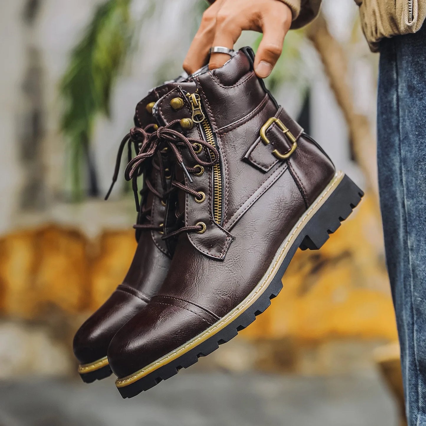 size 38-48 motorcycle boots men footwear man designer shoes ankle boots botines botas moto hombre botas casuales