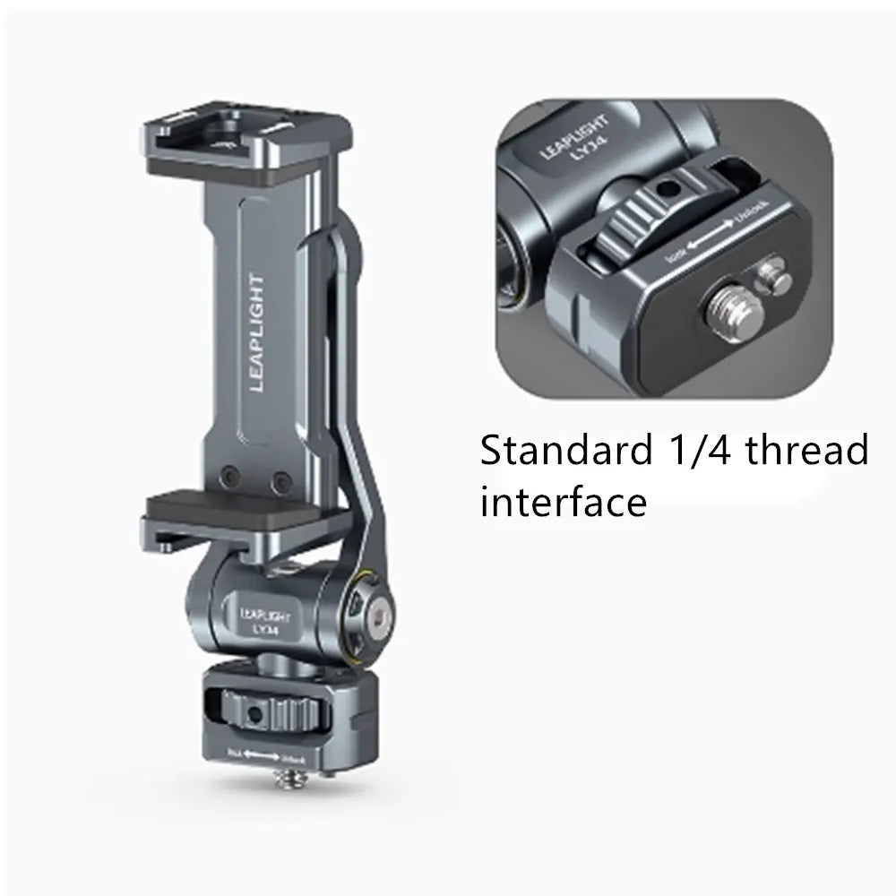 LEAPLIGHT Upgrade Aluminum Phone Tripod Mount Smartphone Holder Adapter W Arca Cold Shoe for iPhone 15 14 13 Phone Mic Light