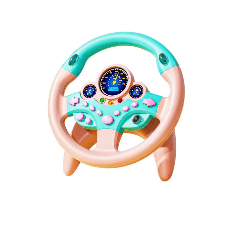 Toddler Steering Wheel Toy Backseat Travel Essentials with Lights Sounds Pretend Play Driving Simulator Educational Gift for Kid