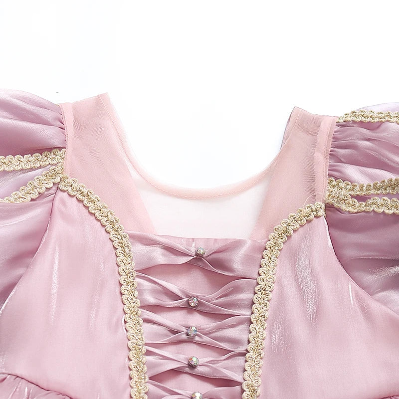 Kids Pink Aurora Princess Lolita Dress Halloween Costume Girl Sleeping Beauty Princess Cosplay Birthday Party Dresses for 2-12Y