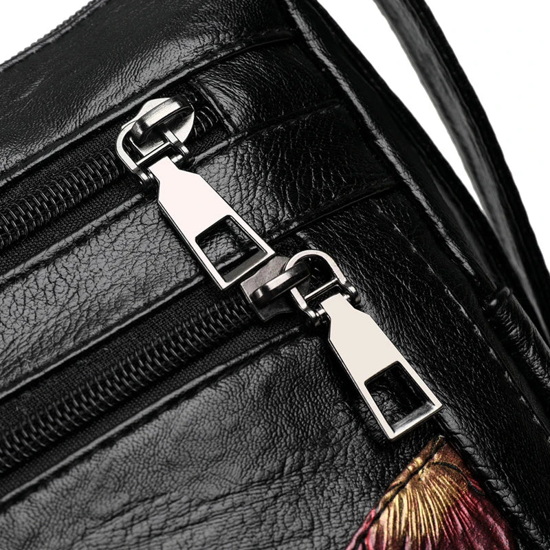 Luxury Soft Leather Women Messenger Shoulder Handbags and Purses Flowers Multi-pocket Crossbody Mommy Bag Ladies Sac 2022 New