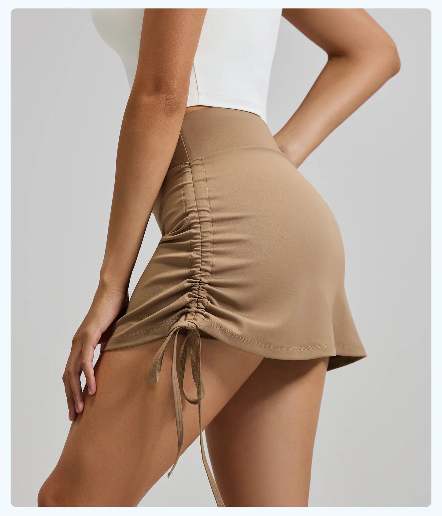 Fitfemme Women's Sports Skirt with Inner Shorts - Ruched Side and Drawstring - Perfect for Workout 2025 New