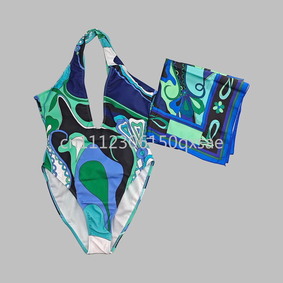 Luxury Design Women's Brown Headband Scarf Swimsuits with Letter Signature Logo Classic Brand Headband Bikini Sets Beachwear