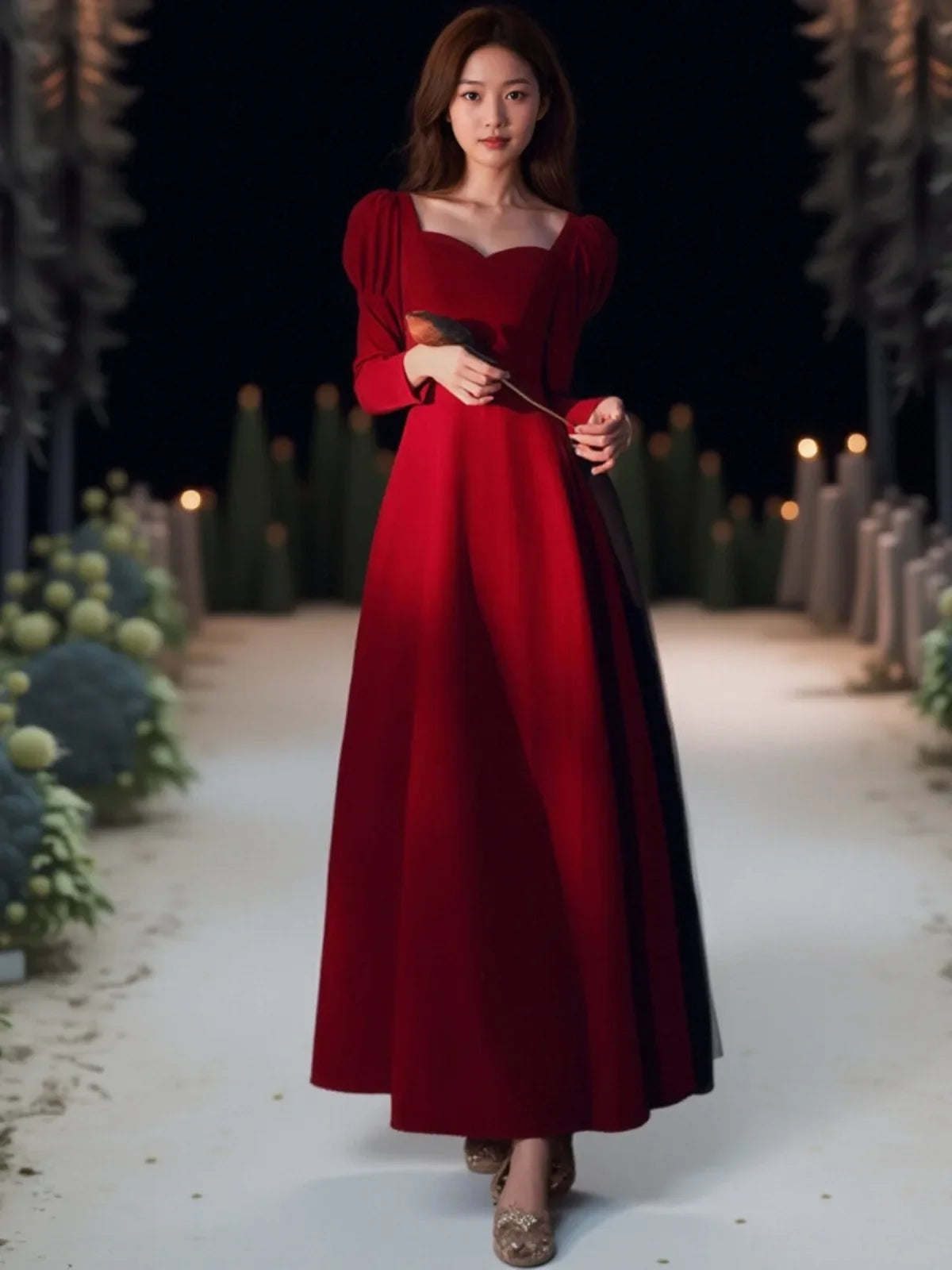 Long Wedding Dress Evening Gown for Bride Engagement Party Autumn Winter New 2025 Large Size Drinking Ceremony Dress