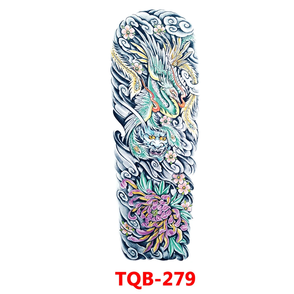 Full-arm Tattoo Stickers With The Crown Of The Virgin Of Jesus And Lion Waterproof Tattoo Stickers