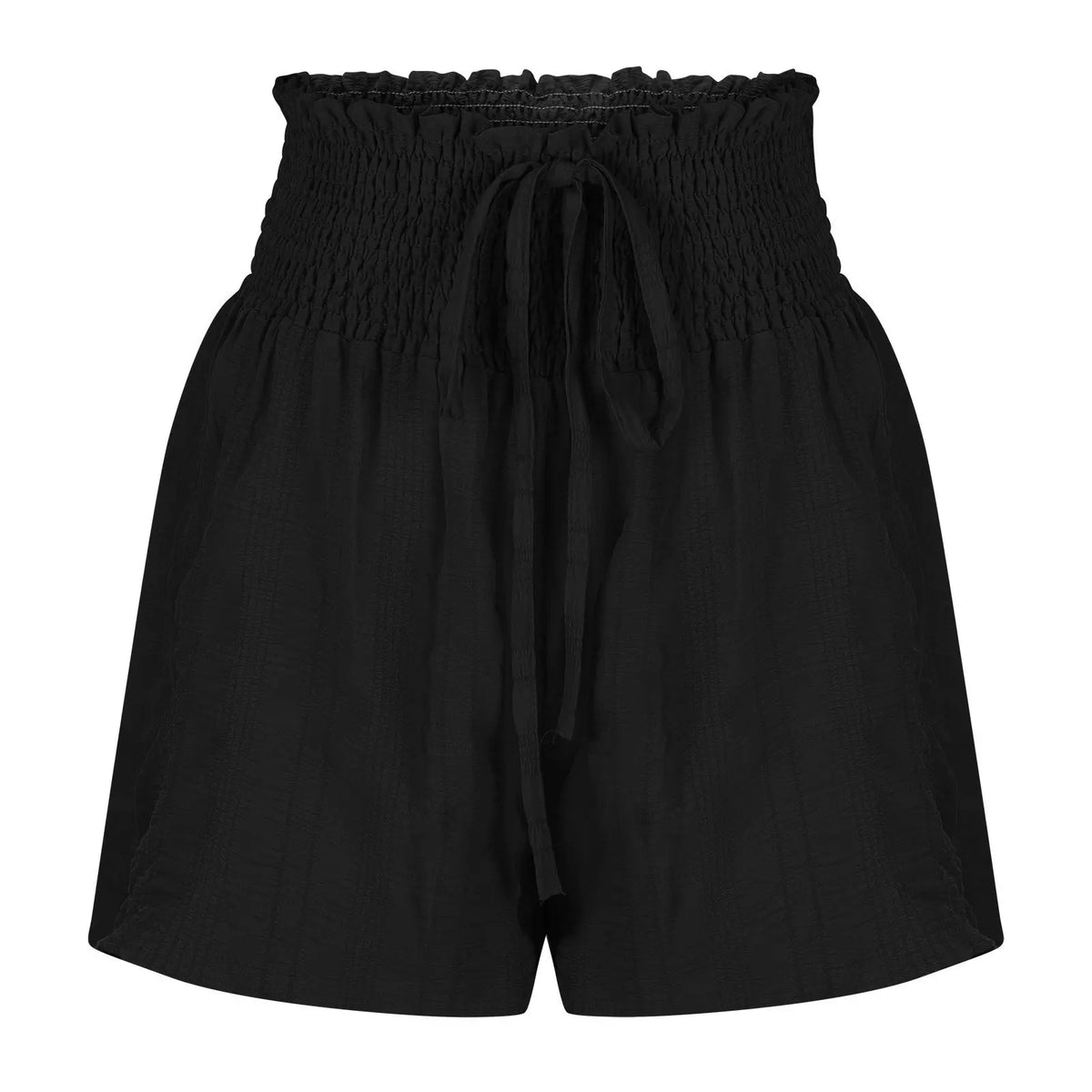 Women Casual High Waist Shorts Skirt Smocked Elastic Drawstring A-Line Flowy Short Skirt Pants Summer Solid Color Beach Skorts