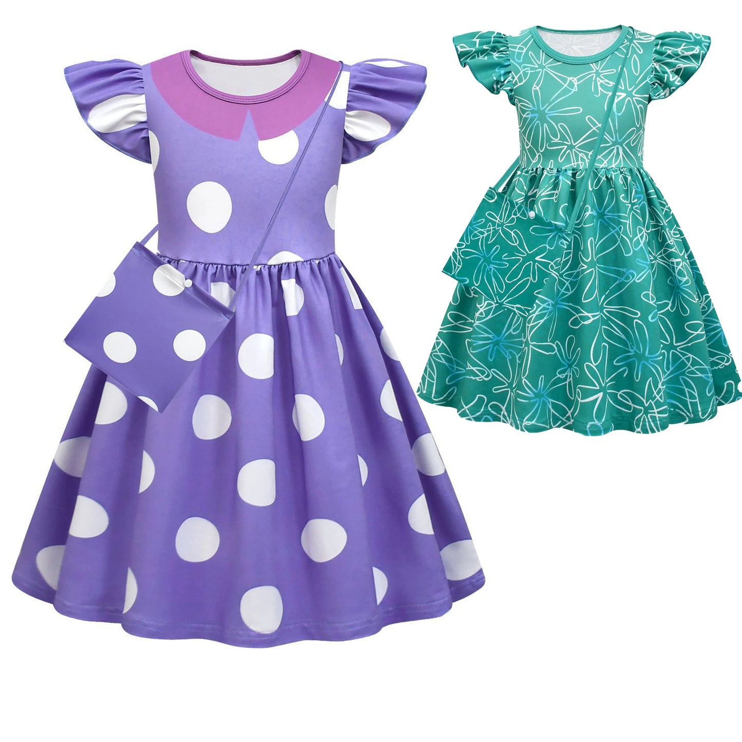 Inside O-Out Envy Cosplay Costumes Girls Dress Envy Inspired Dress Bag Wig Suits Kids Halloween Roleplay Clothes Party Vestido