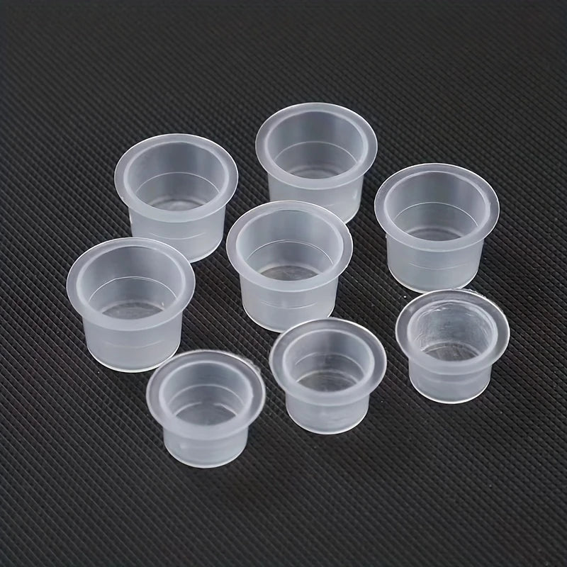 100pcs Disposable Tattoo Ink Cups Plastic Pigment Clear Holder Container Caps Tattoo Permanent Makeup Microblading Supply
