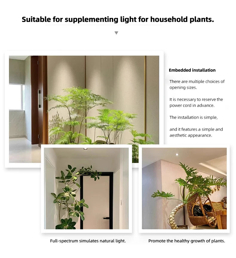 Full Spectrum Plant Fill Light Embedded Spotlight Tube Light Adjustable Angle Indoor Simulated Solar Green Plant Growth Light