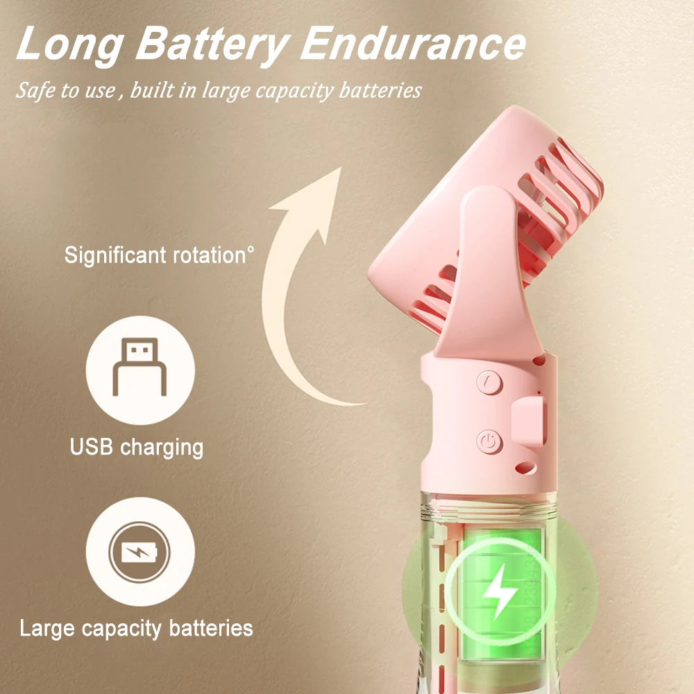 Portable Fan Mini Handheld Humidifier Fan USB Rechargeable Portable Handheld Mist Fan with Humidifier Mini Water Spray Hand Fans