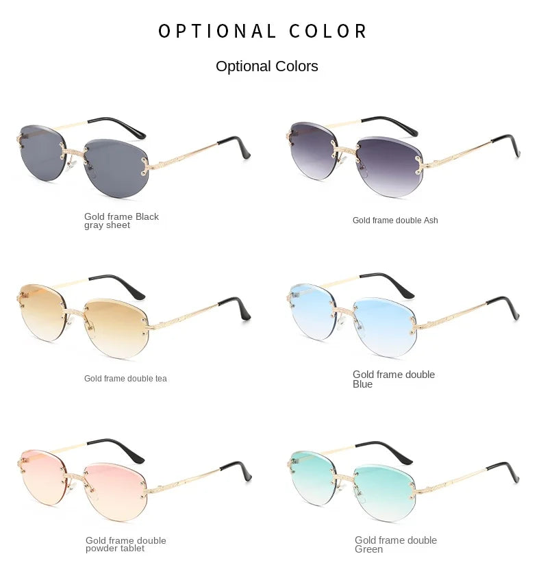 Rimless Sunglasses Irregular Fashion Popular Women Men Shades Small Square Sun Glasses for Female Male Summer Traveling Oculos
