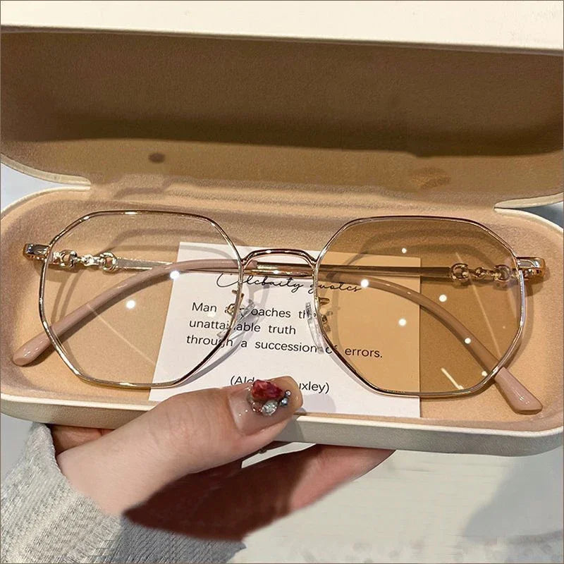 Women's Intelligent Photochromic Minus Diopter Glasses Outdoor Color Changing Sunglasses Trendy Myopia Prescription Eyeglasses