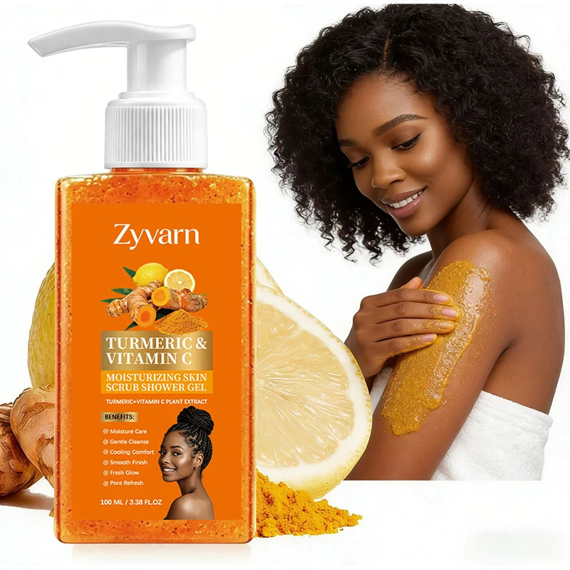 Turmeric&Vitamin C Moisturizing Body Wash, Exfoliating Cleansing Smoothing Body Wash, Gentle Scrub Finish Refreshing Natural Sce