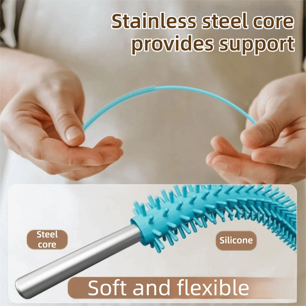 32cm Extended Version Silicone Straw Brush 6mm 8mm Thick Silicone Extra Long Brush Bendable Bottle Brush for Pacifier