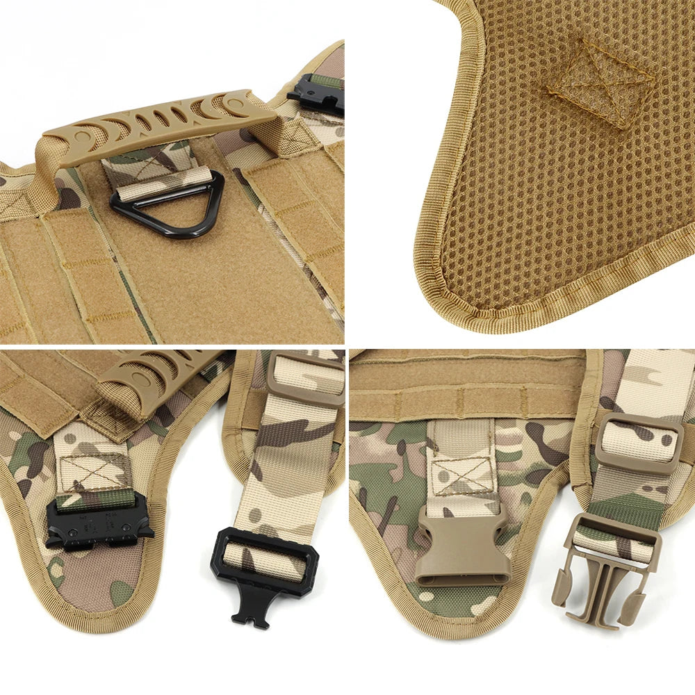 Military Dog Harness Collar Leash Molle Pouches For Medium Large Dogs Pet German Shepherd Training Walking Vest Dog Harnesses